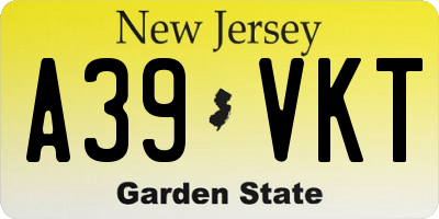 NJ license plate A39VKT
