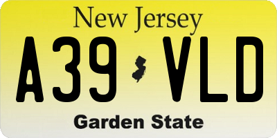 NJ license plate A39VLD