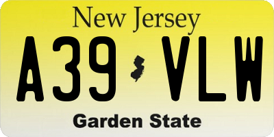 NJ license plate A39VLW