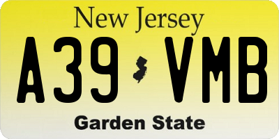 NJ license plate A39VMB