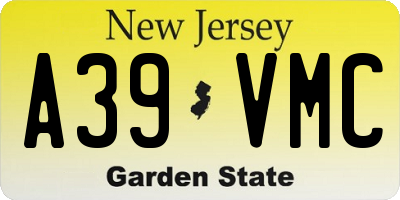 NJ license plate A39VMC