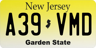 NJ license plate A39VMD