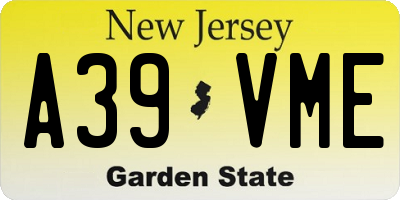 NJ license plate A39VME