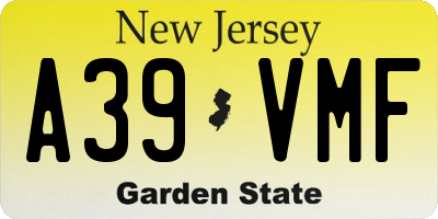 NJ license plate A39VMF