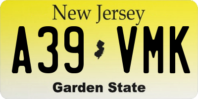 NJ license plate A39VMK