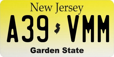 NJ license plate A39VMM