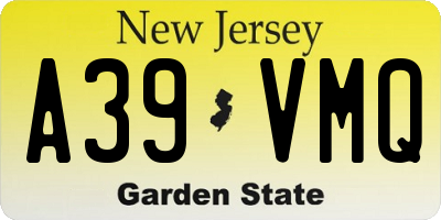 NJ license plate A39VMQ