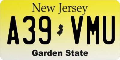 NJ license plate A39VMU
