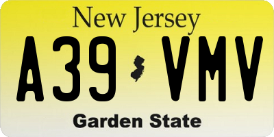 NJ license plate A39VMV