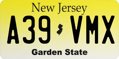 NJ license plate A39VMX