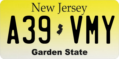 NJ license plate A39VMY