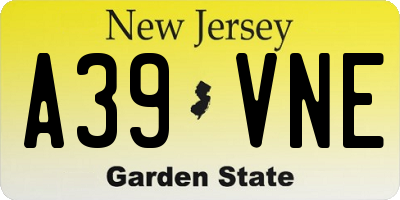 NJ license plate A39VNE