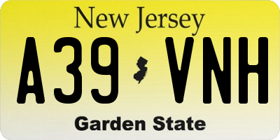 NJ license plate A39VNH