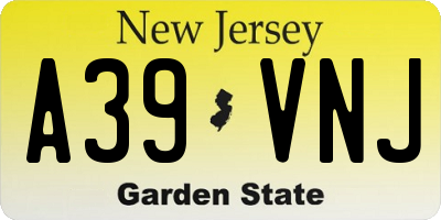 NJ license plate A39VNJ