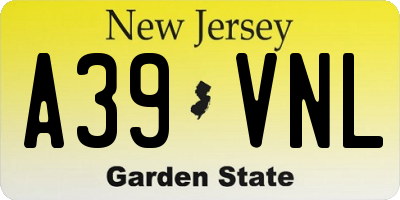 NJ license plate A39VNL