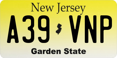 NJ license plate A39VNP