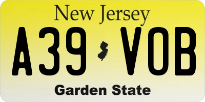 NJ license plate A39VOB