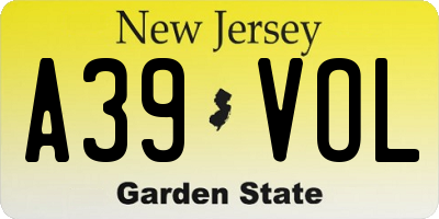 NJ license plate A39VOL
