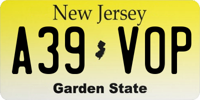 NJ license plate A39VOP