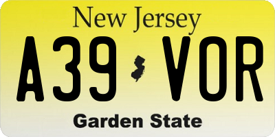 NJ license plate A39VOR