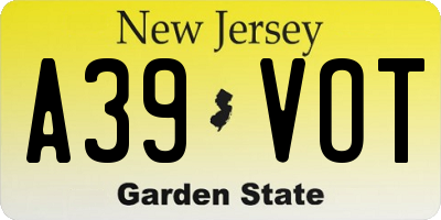 NJ license plate A39VOT