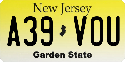 NJ license plate A39VOU