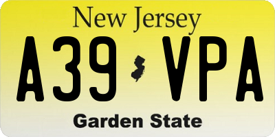 NJ license plate A39VPA