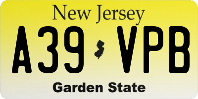 NJ license plate A39VPB