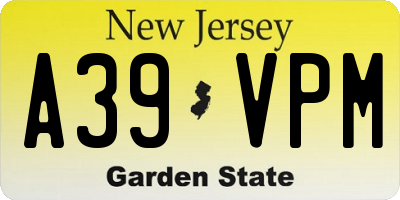 NJ license plate A39VPM