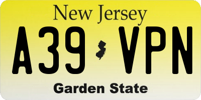 NJ license plate A39VPN