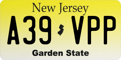 NJ license plate A39VPP