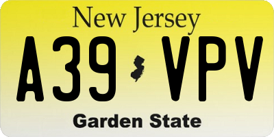 NJ license plate A39VPV