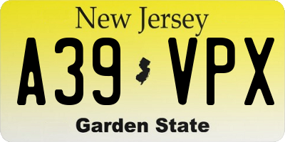 NJ license plate A39VPX
