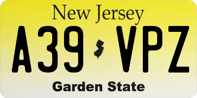 NJ license plate A39VPZ