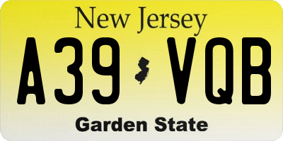 NJ license plate A39VQB