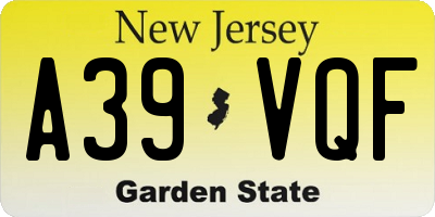 NJ license plate A39VQF
