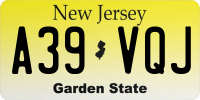NJ license plate A39VQJ