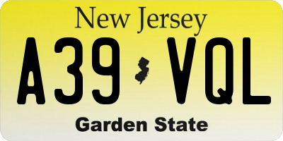 NJ license plate A39VQL