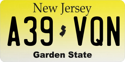 NJ license plate A39VQN