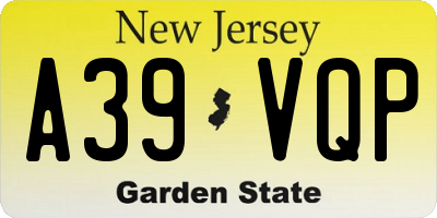 NJ license plate A39VQP