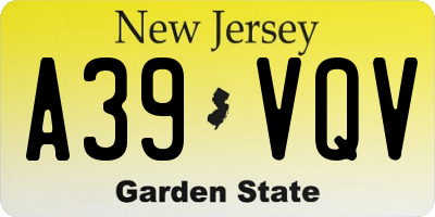 NJ license plate A39VQV