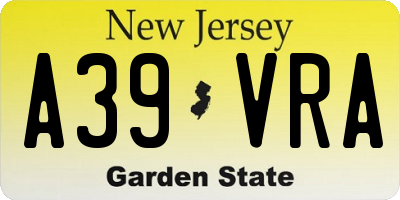 NJ license plate A39VRA