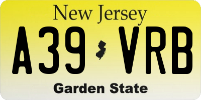 NJ license plate A39VRB