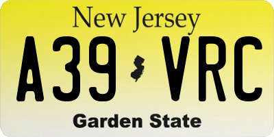NJ license plate A39VRC