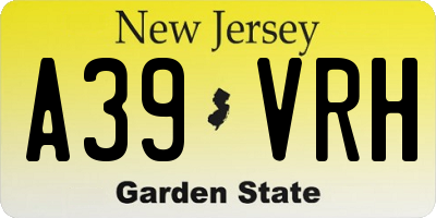 NJ license plate A39VRH