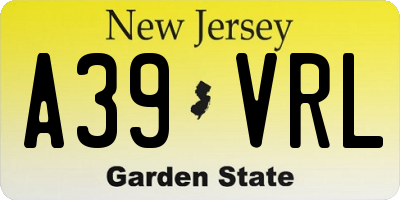 NJ license plate A39VRL