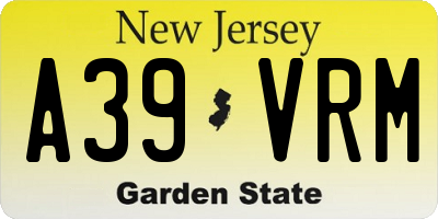 NJ license plate A39VRM