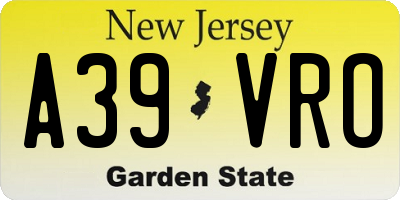 NJ license plate A39VRO