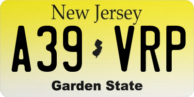 NJ license plate A39VRP