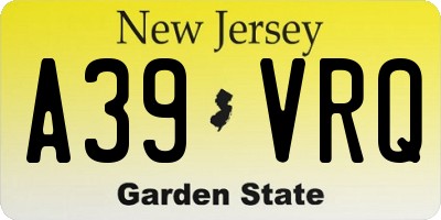 NJ license plate A39VRQ